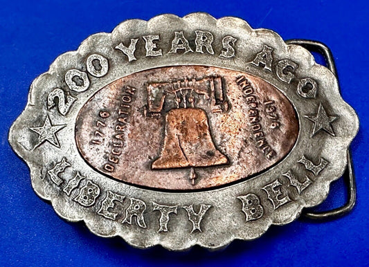 USA Liberty Bell 200 Year Celebration two tone Patriotic Bergamot Belt Buckle