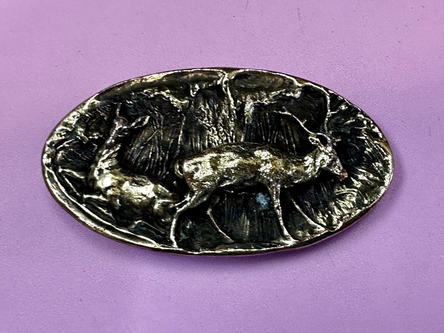 Two deer in nature Vintage Belt Buckle by Adezy - Hunters Gift!