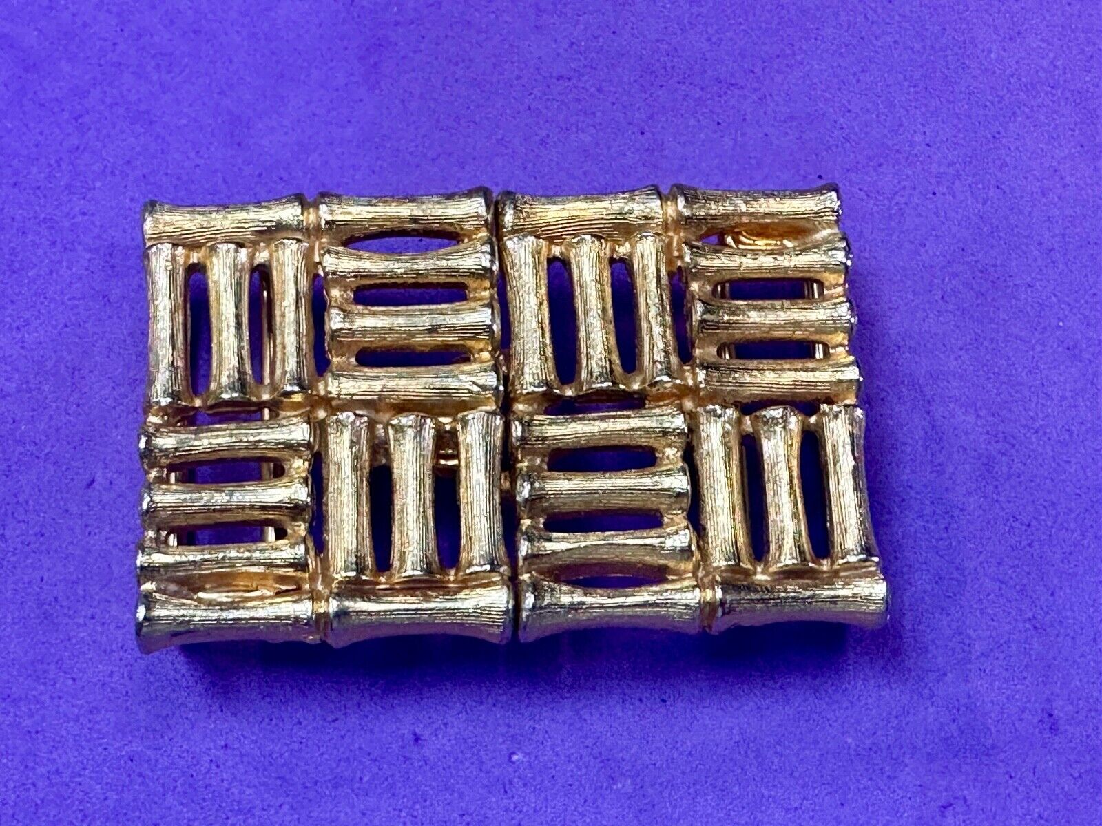 Bamboo Squares Two piece interconnecting vintage belt buckle by Mimi Di N