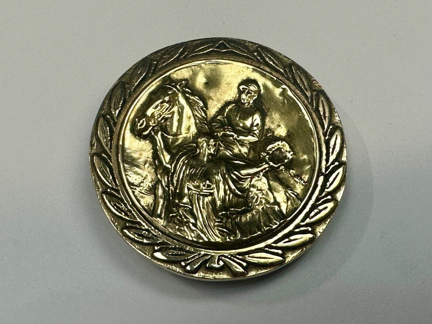 Unique Horse & polo Rider Dress Belt Buckle - Vintage 70s Baron Brass Taiwan