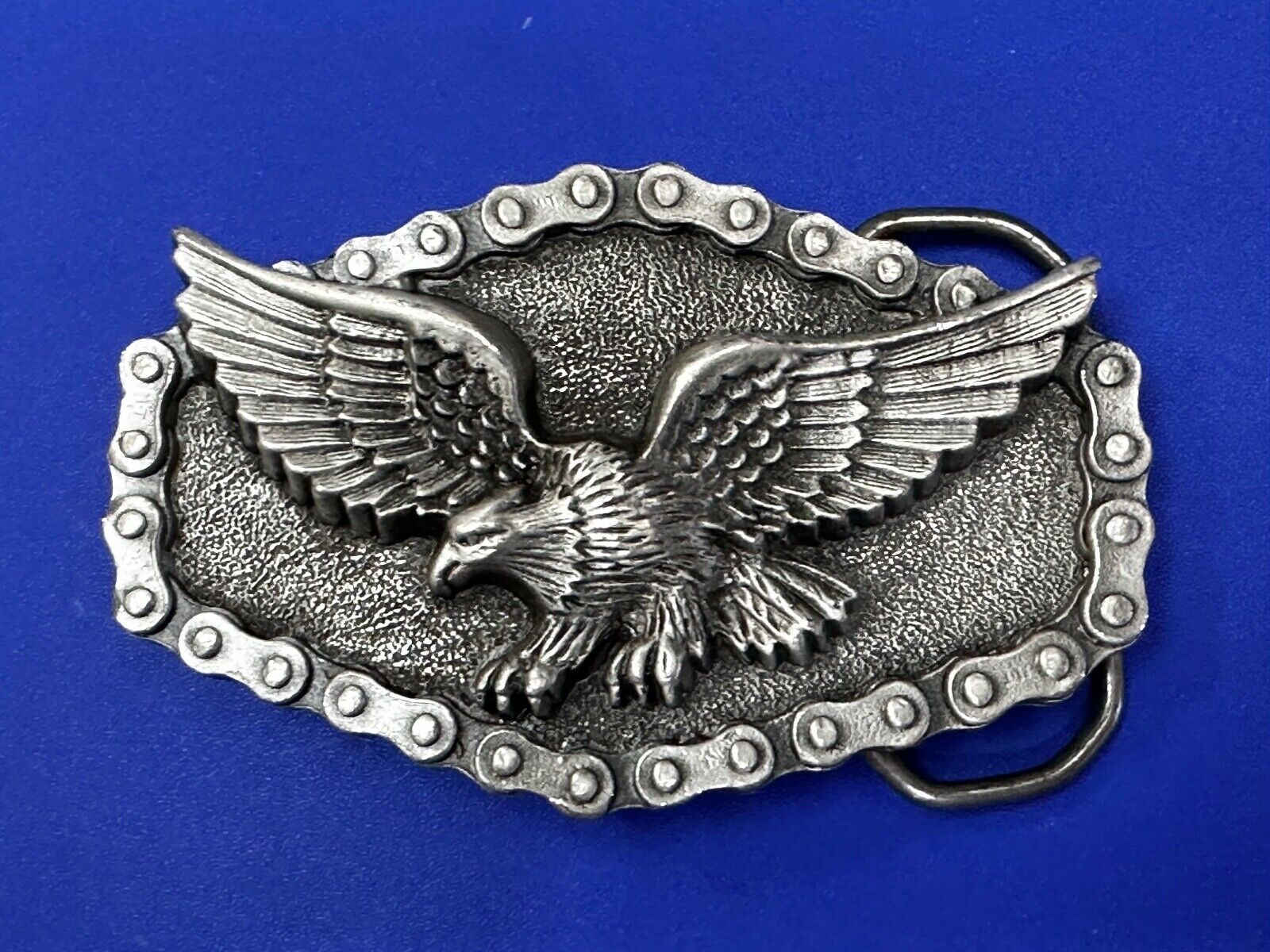 Bikers American Eagle with Motorcycle Chain Surround Great American Belt Buckle