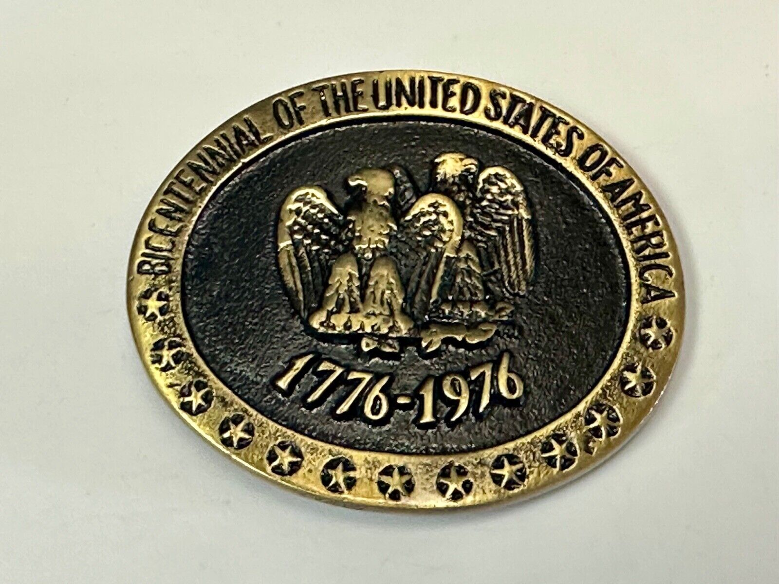United States of American bicentennial Patriotic Eagle solid brass belt buckle