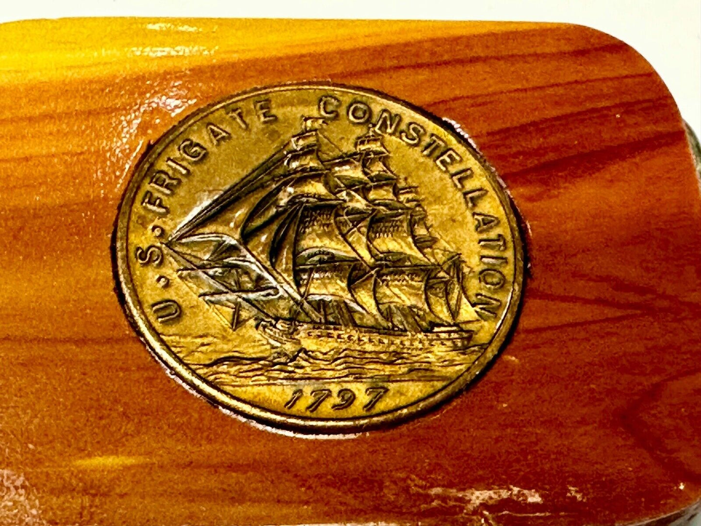 1797 USS Frigate Constellation Medal custom artisan inland to wood Belt Buckle