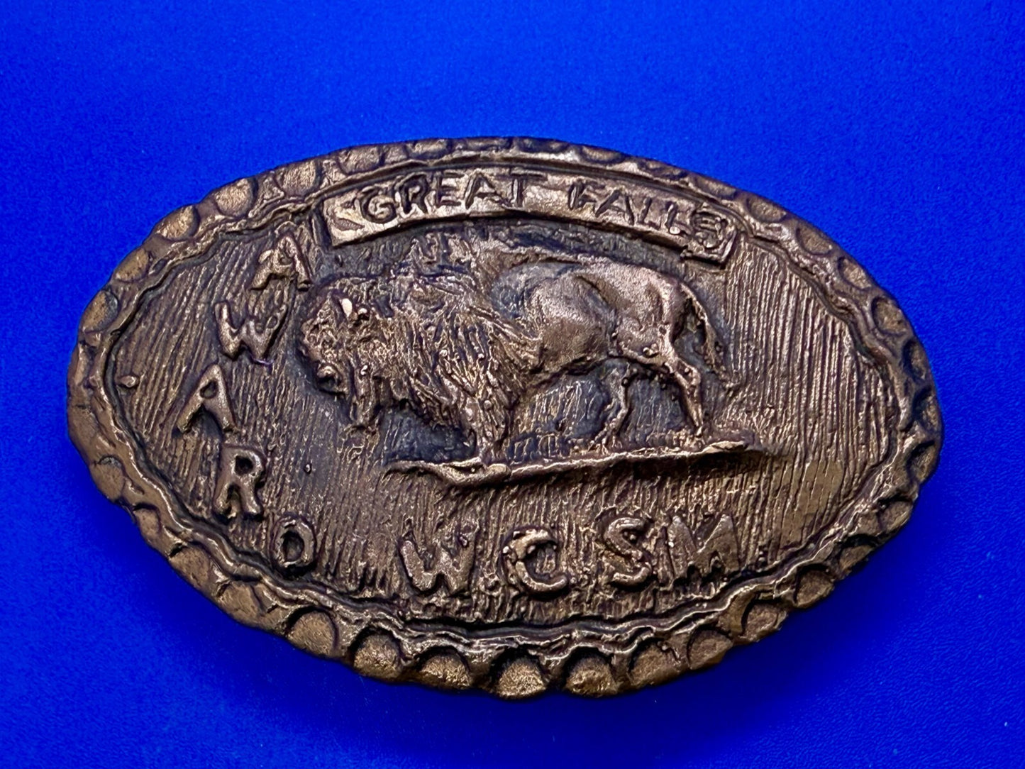 American Buffalo Bison Great Falls Award WCSM Brass Tone Hunters Belt Buckle
