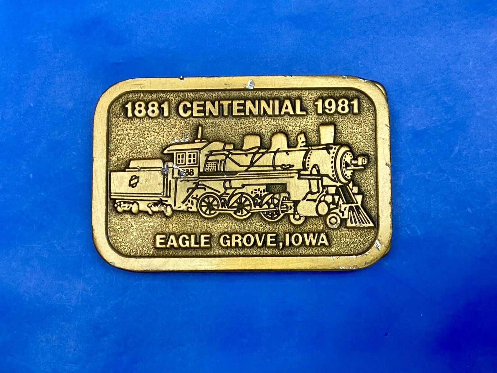 1881 Centennial 1991 Train Eagle Grove Iowa Belt Buckle By Hitline