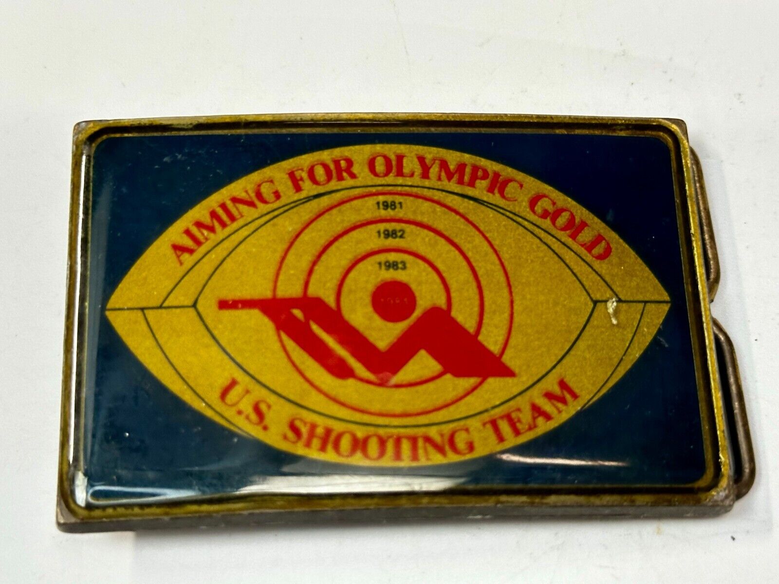 US Shooting Team Los Angeles 1984 Aiming for Olympic Gold Vintage Belt Buckle