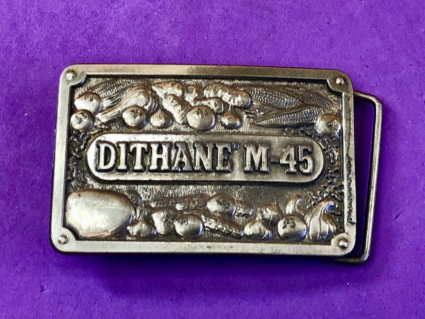 Vintage Farming  Dithane M-45 advertising belt buckle Dallas Texas Koleaco 