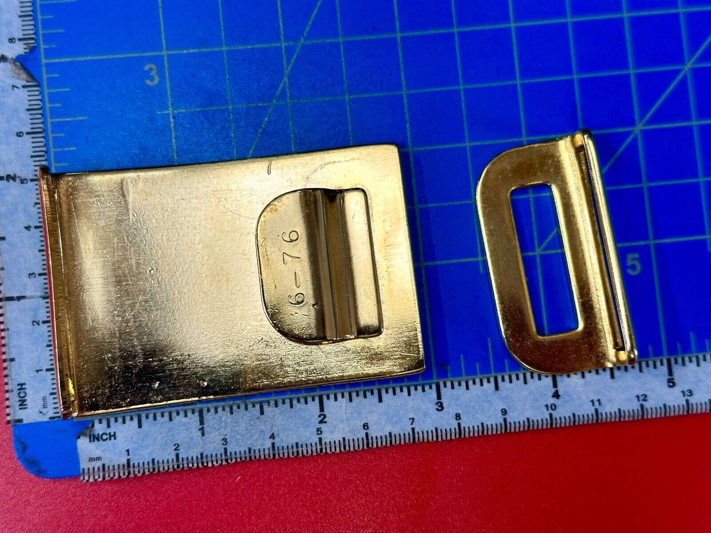 6-76  USMC Marines Military Dress Solid Brass belt buckle with attachment