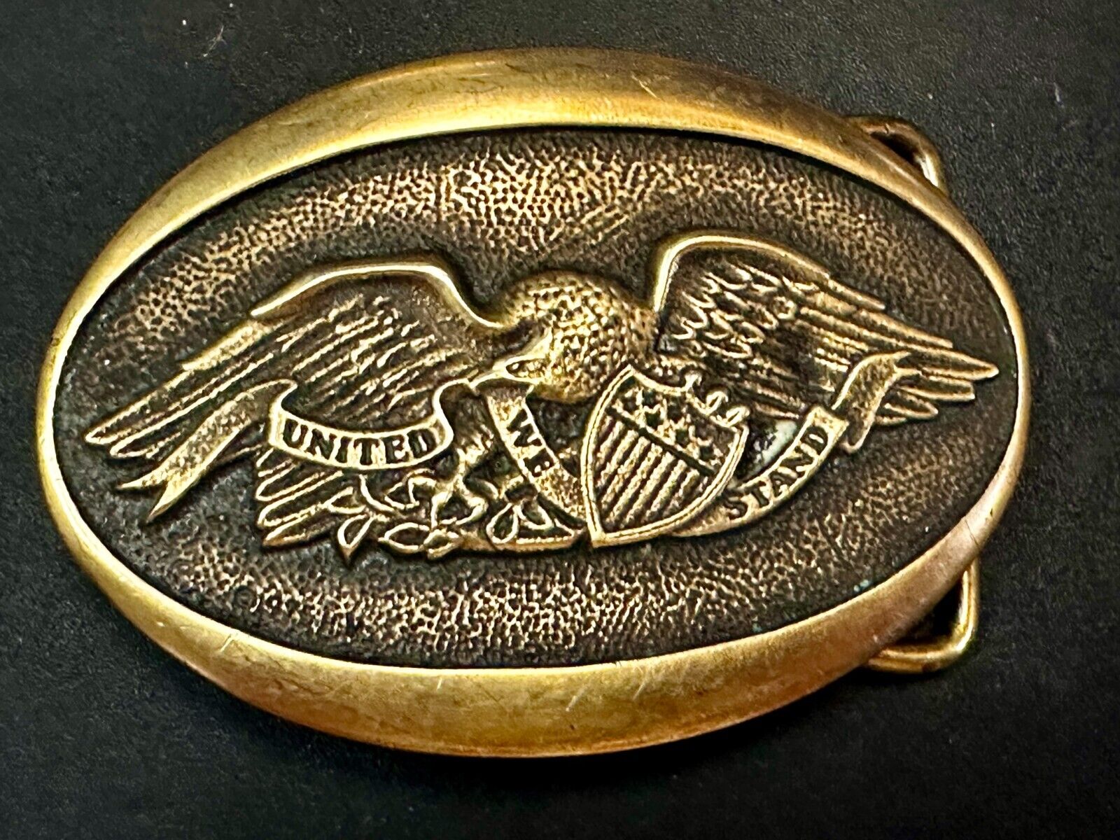 United We Stand - Patriotic American Eagle 1976 Heritage Mint Brass Belt Buckle