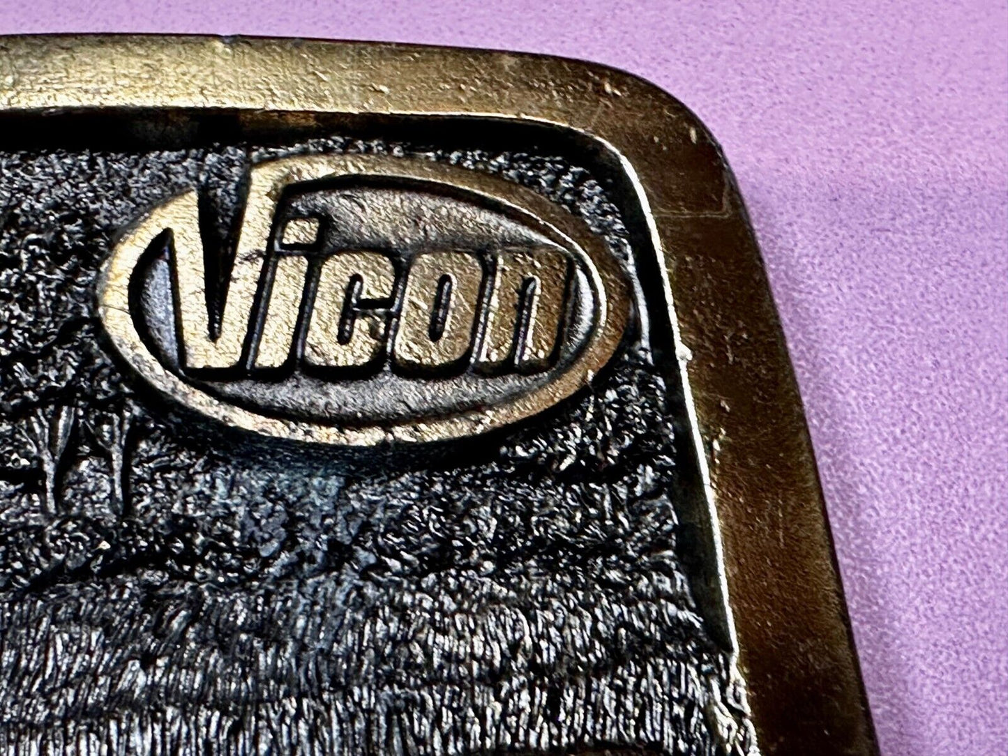 Vicon Disk Mower Tractor Promotional Belt Buckle by Premium Specialties