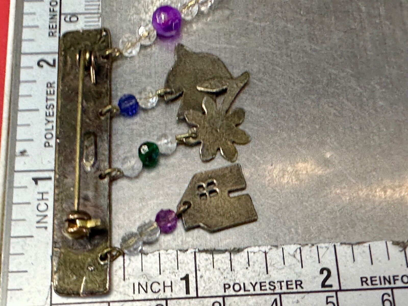 avon signed dangle brooch pin -  Dove stunflower house - missing a charm