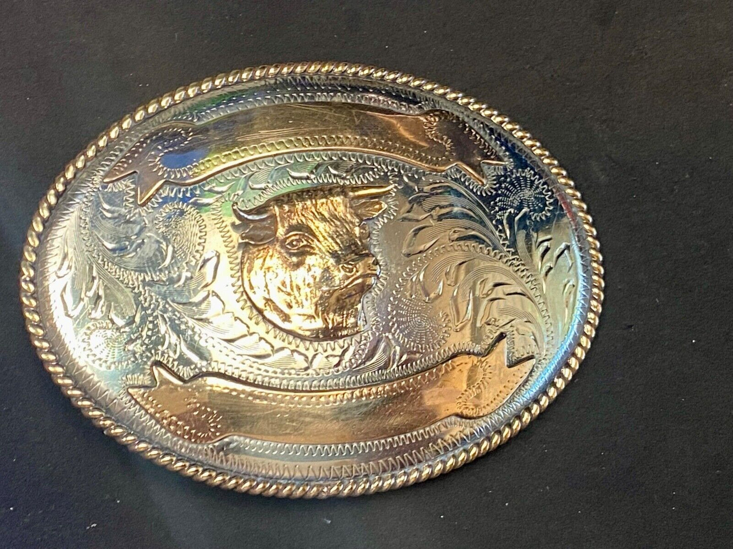Unique Cow Steer Head Cow Trophy Award Stamped Alpaca Mexico W/ Blank Scroll