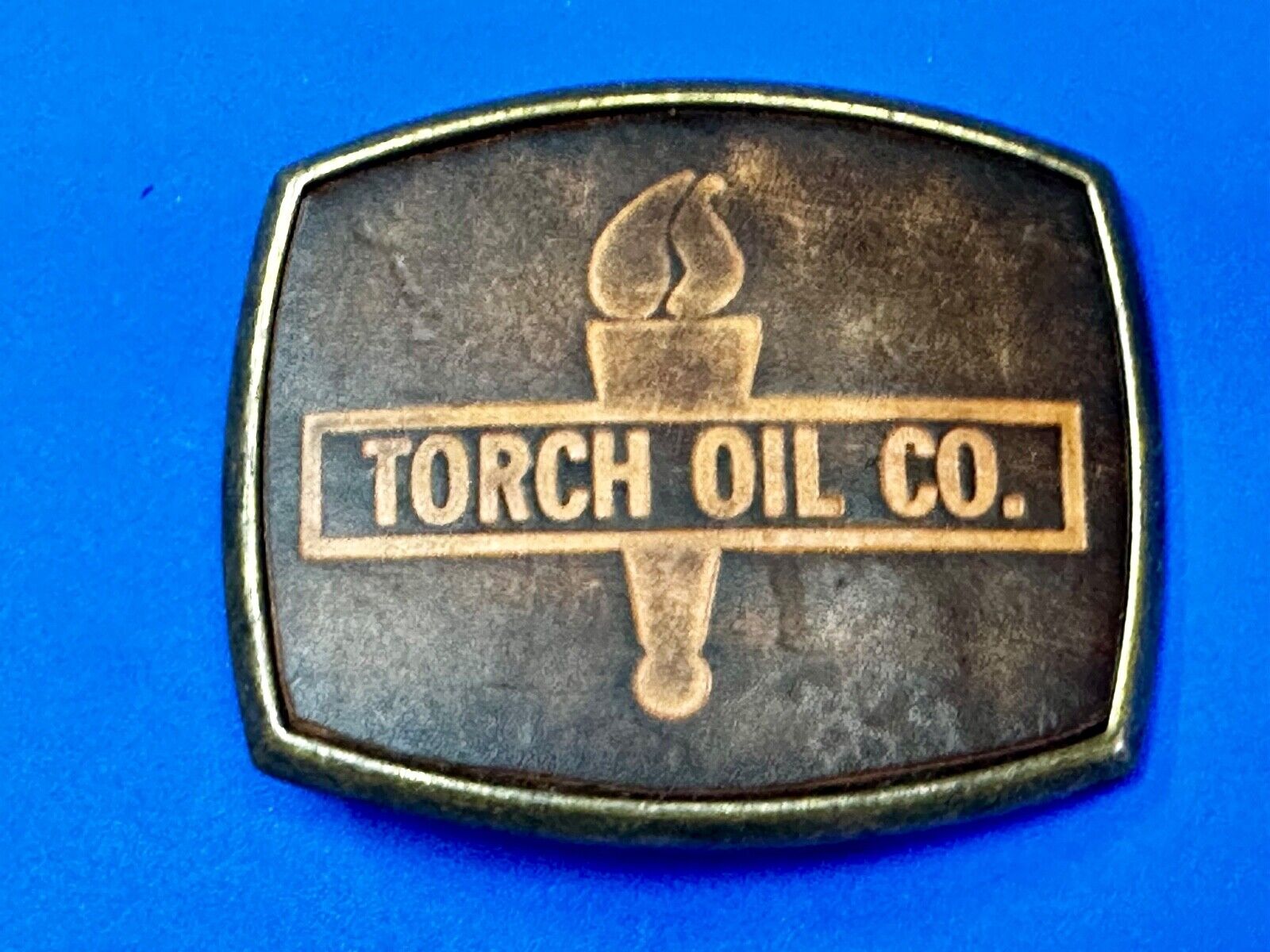 Torch Oil Company gas mine drilling refinery Vintage El-Cid Belt Buckle
