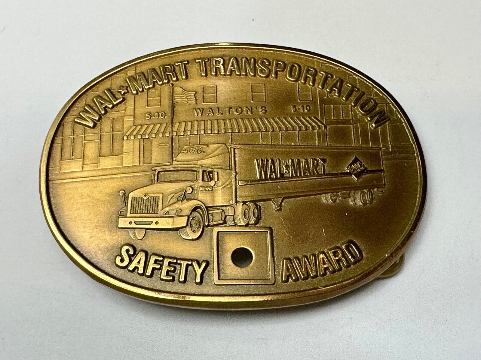510 Waltons AR Walmart Transportation Semi Driver Safety Award Brass Belt Buckle