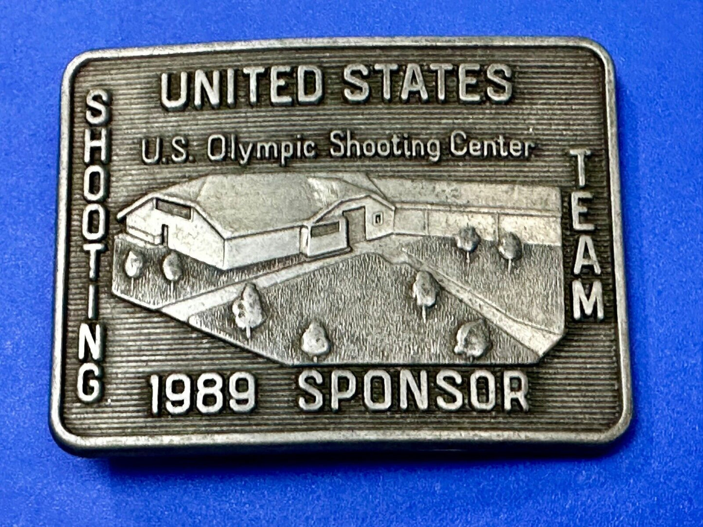 United States US Olympic Shooting Center Team 1989 Official Sponsor Belt Buckle