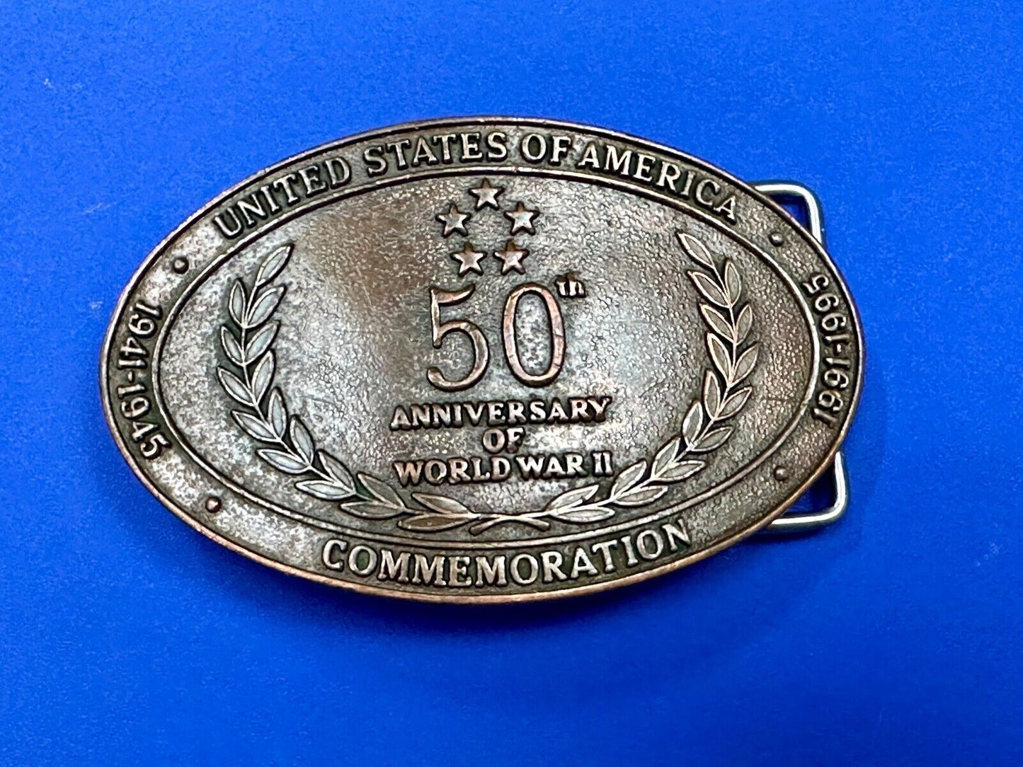 United Stated 50th Anniversary of World War 2 Commemorative belt buckle Crew INC