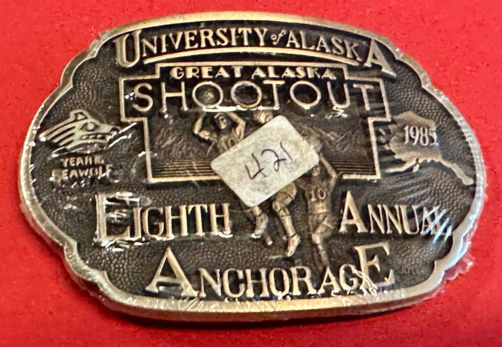 University of Alaska Anchorage 8th annual Great Shootout NOS brass belt buckle