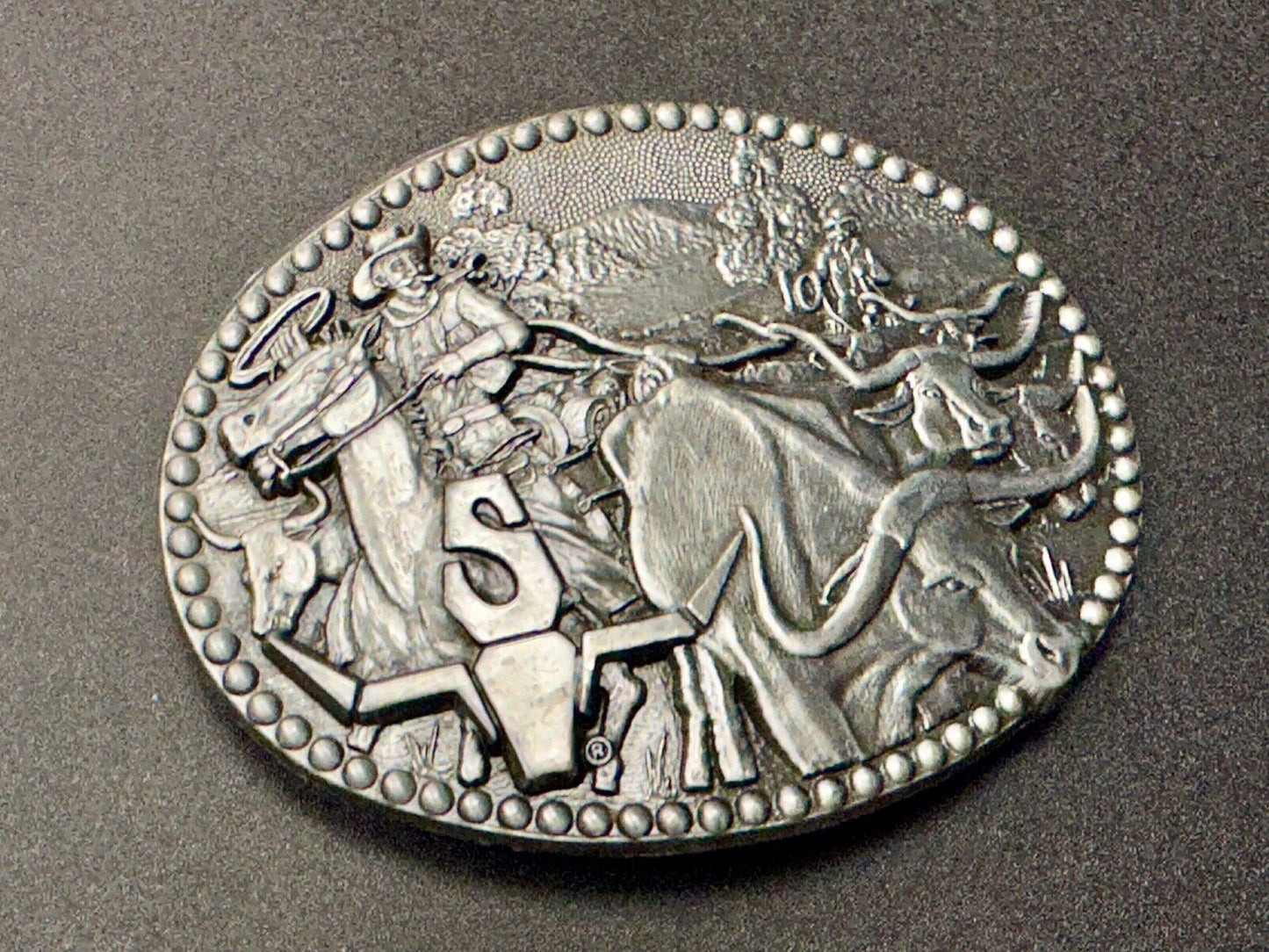 ADM Zee Series Cowboy Longhorn Steer Roping NOS Belt Buckle Award Design Medals
