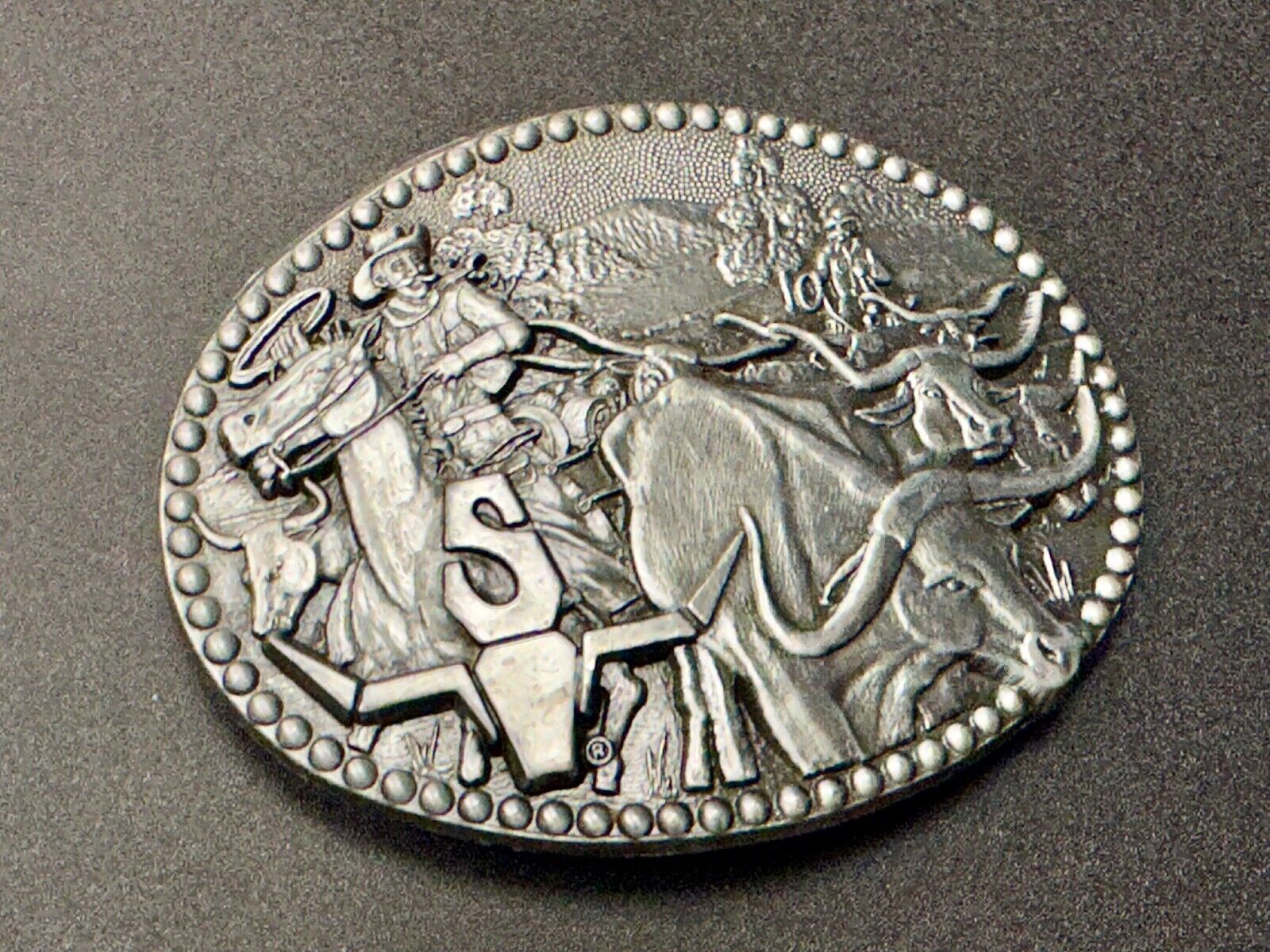 ADM Zee Series Cowboy Longhorn Steer Roping NOS Belt Buckle Award Design Medals