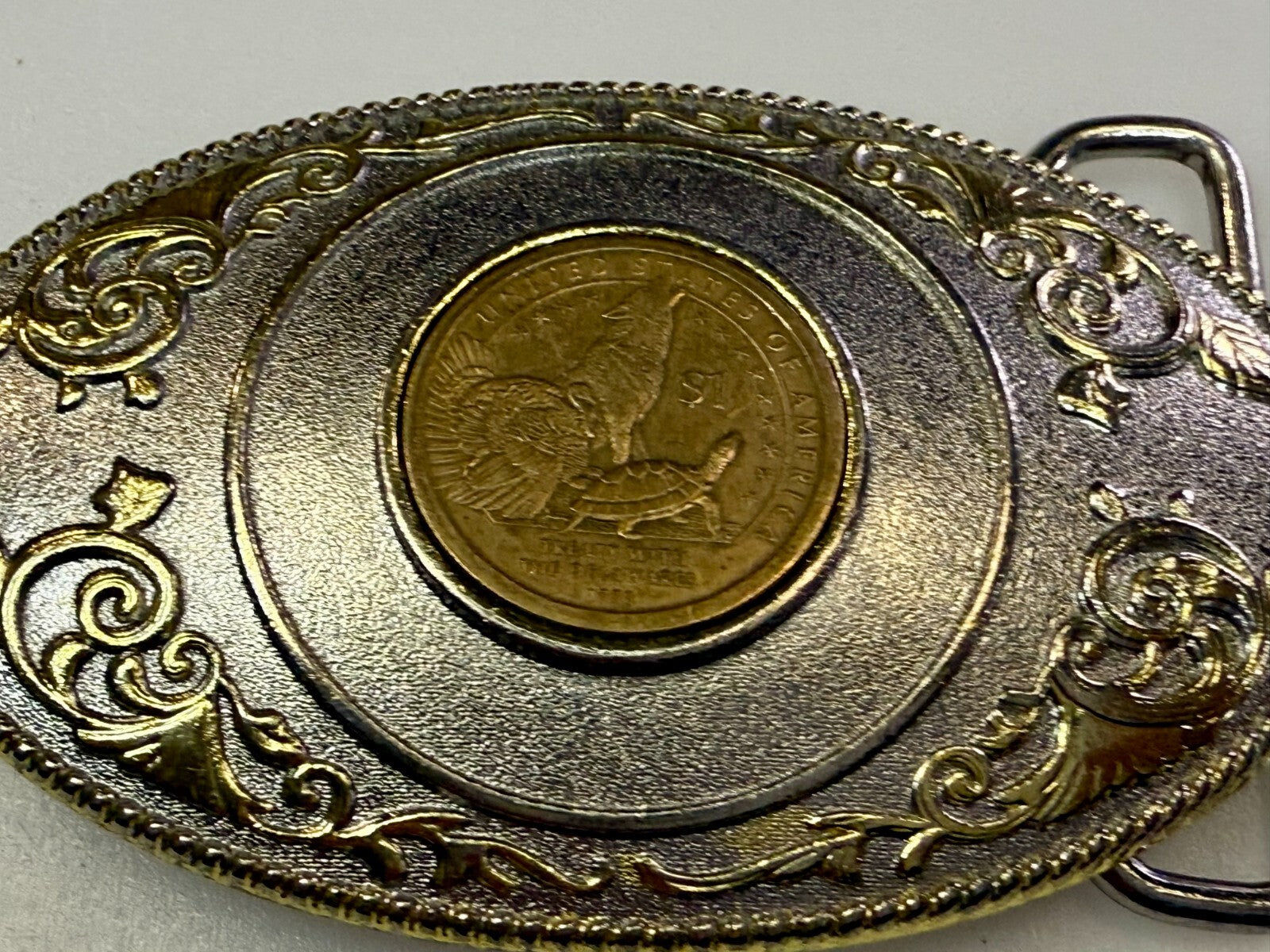 United States of America Treaty Delaware Dollar Coin Collectors FCM Belt Buckle