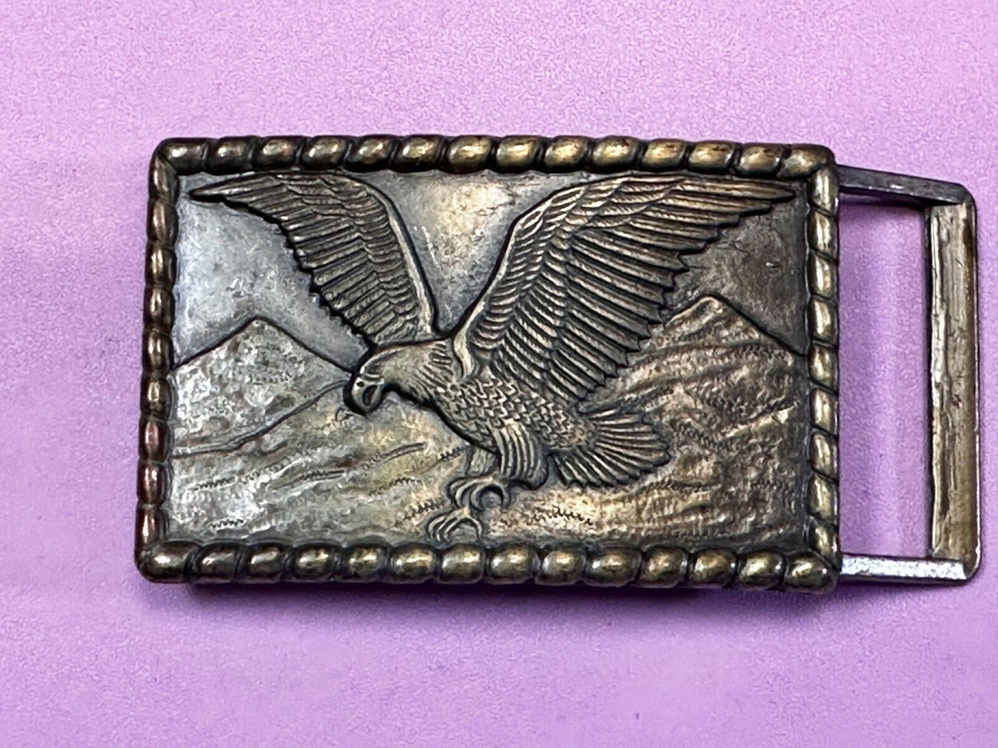 American Bald Eagle flying over majestic USA mountains Vintage Belt Buckle