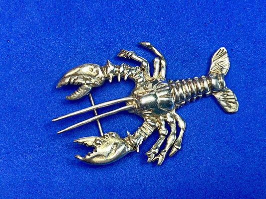 Vintage Lobster 925 Sterling Silver Brooch Pin Mexico Crawfish Cray Crustacean