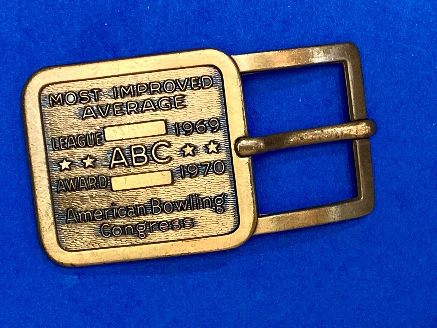 1970 ABC American Bowling Congress Belt Buckle Most Improved Avg, League Award