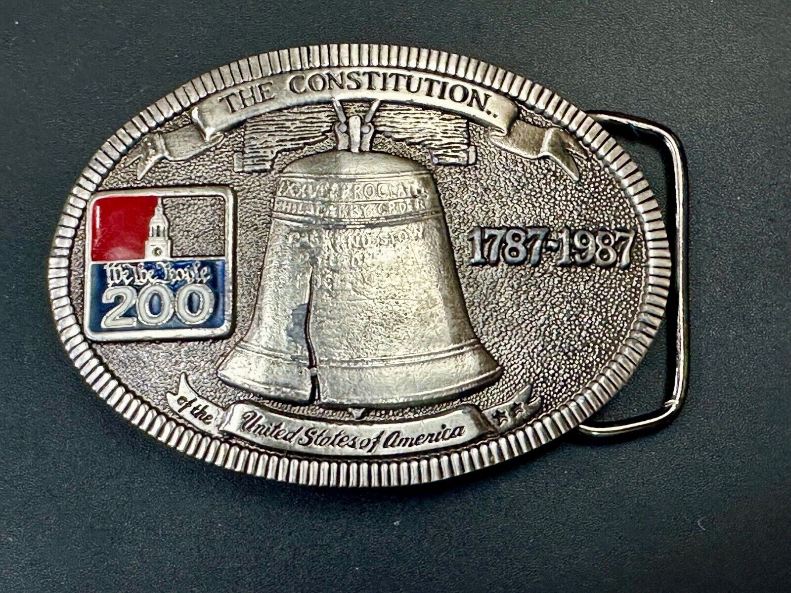 USA 200 year Celebration of the constitution Patriotic Liberty bell belt buckle