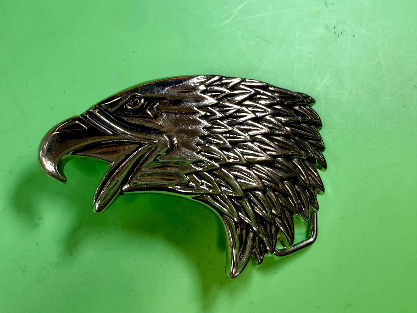 Attacking Eagle Head Figural Cutout Silver Color Western Belt Buckle