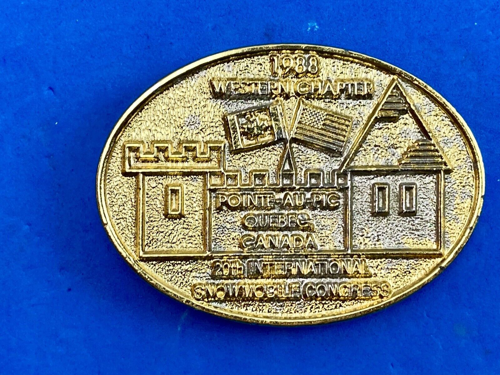 Vintage 1988 Western Chapter Pointe-au-Pic  Quebec Canada belt buckle RARE.  #92