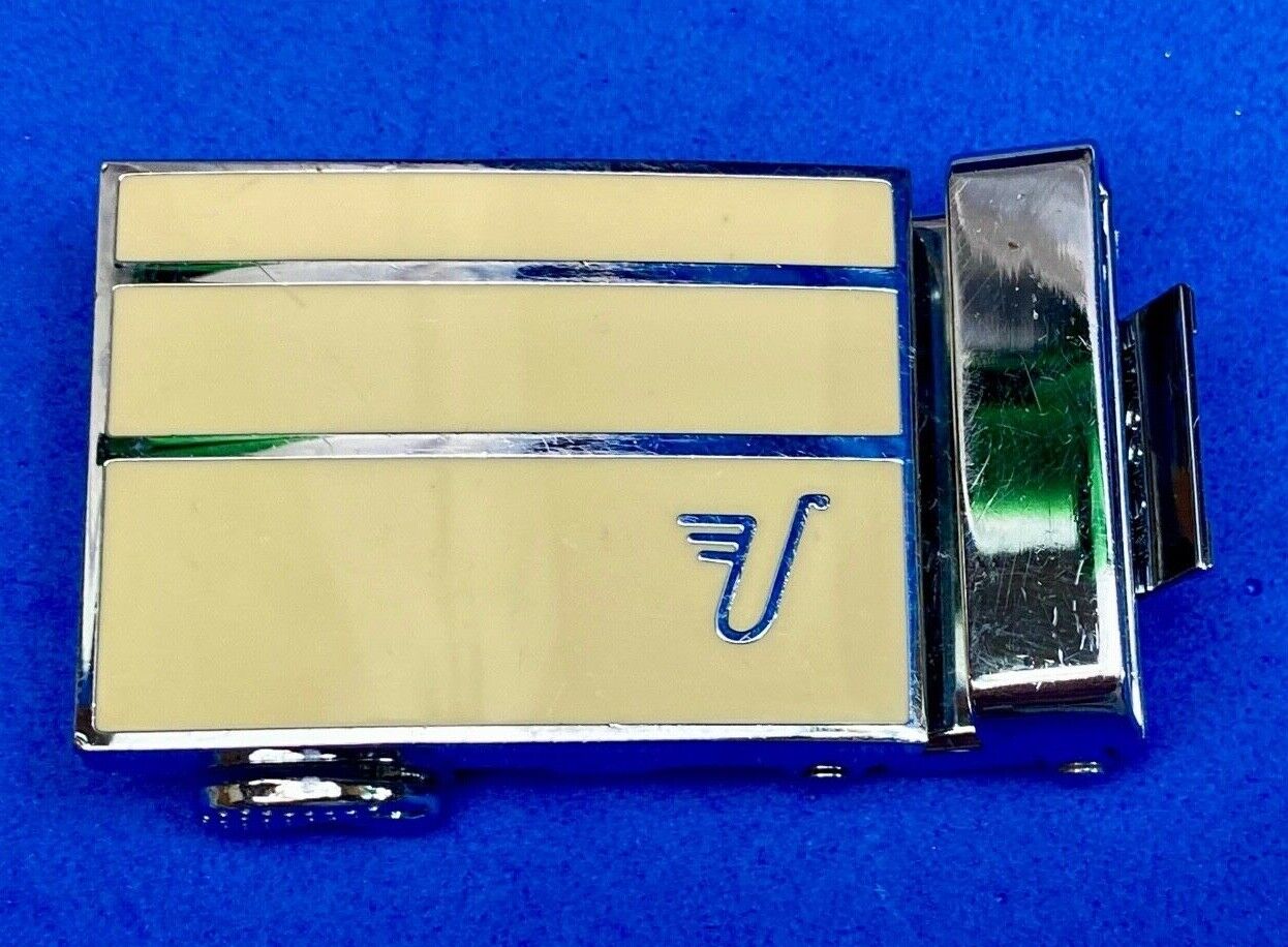 Unknown to me, Cream & silver color lines automatic slide belt buckle   U?  V?  