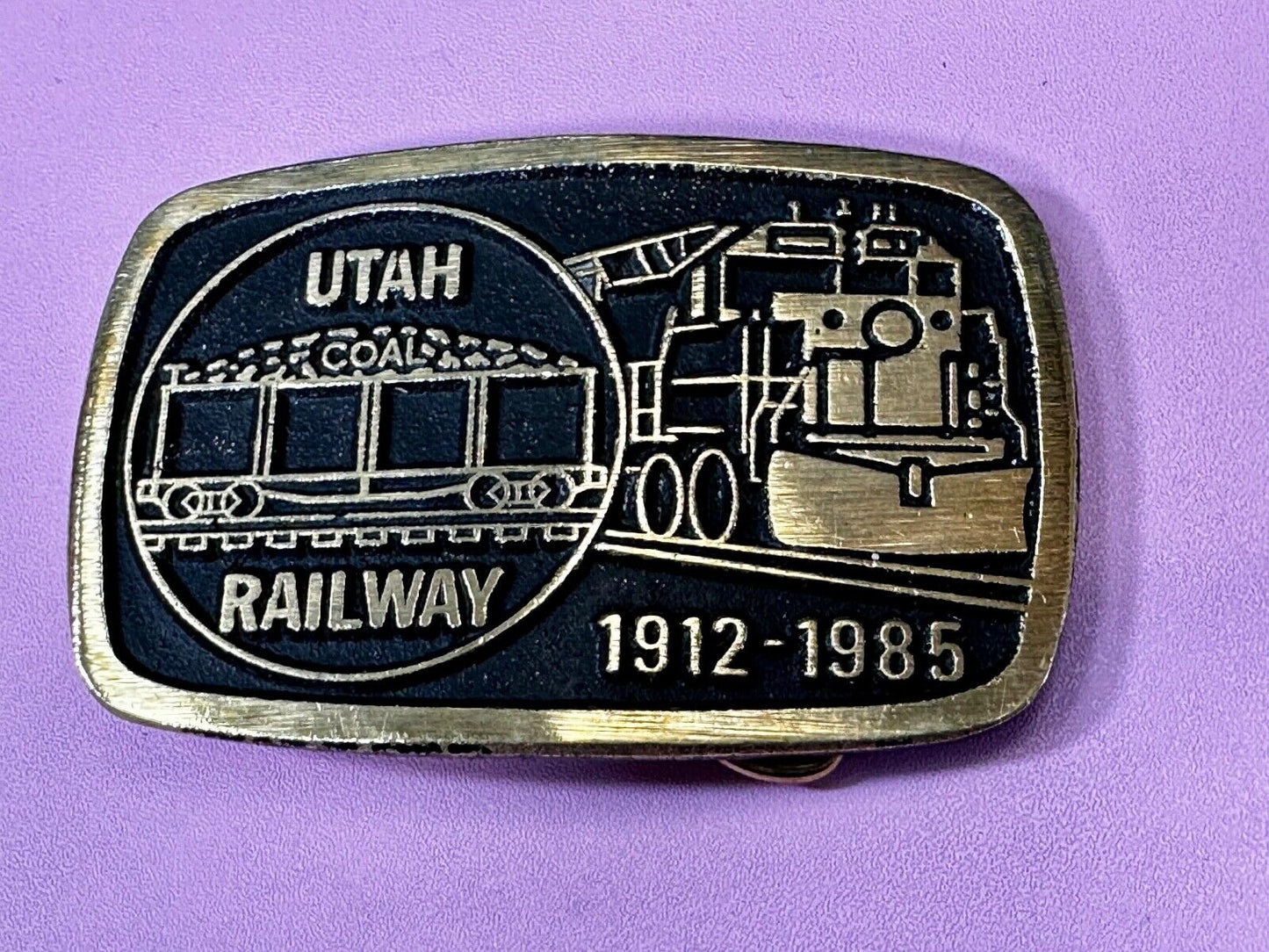 UTAH Railway Train Commemorative Solid Brass VTG 1985 Belt Buckle by DynaBuckle
