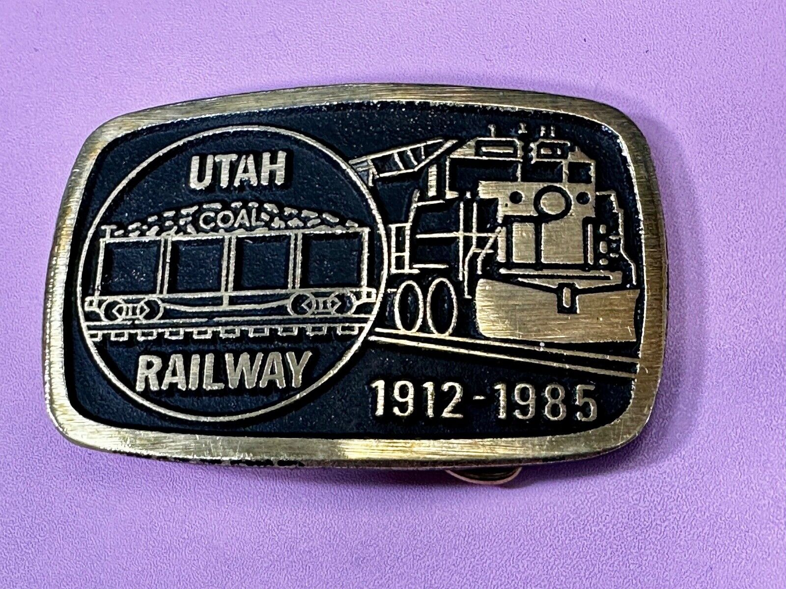 UTAH Railway Train Commemorative Solid Brass VTG 1985 Belt Buckle by DynaBuckle