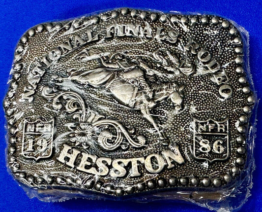 1986 Hesston National Finals Rodeo NFR Cowboys Youth Size NOS Belt Buckle