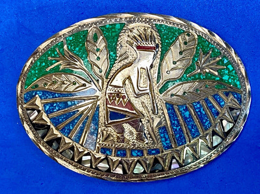 Beautiful Navajo? Tribal dancing man belt buckle - see hallmark!