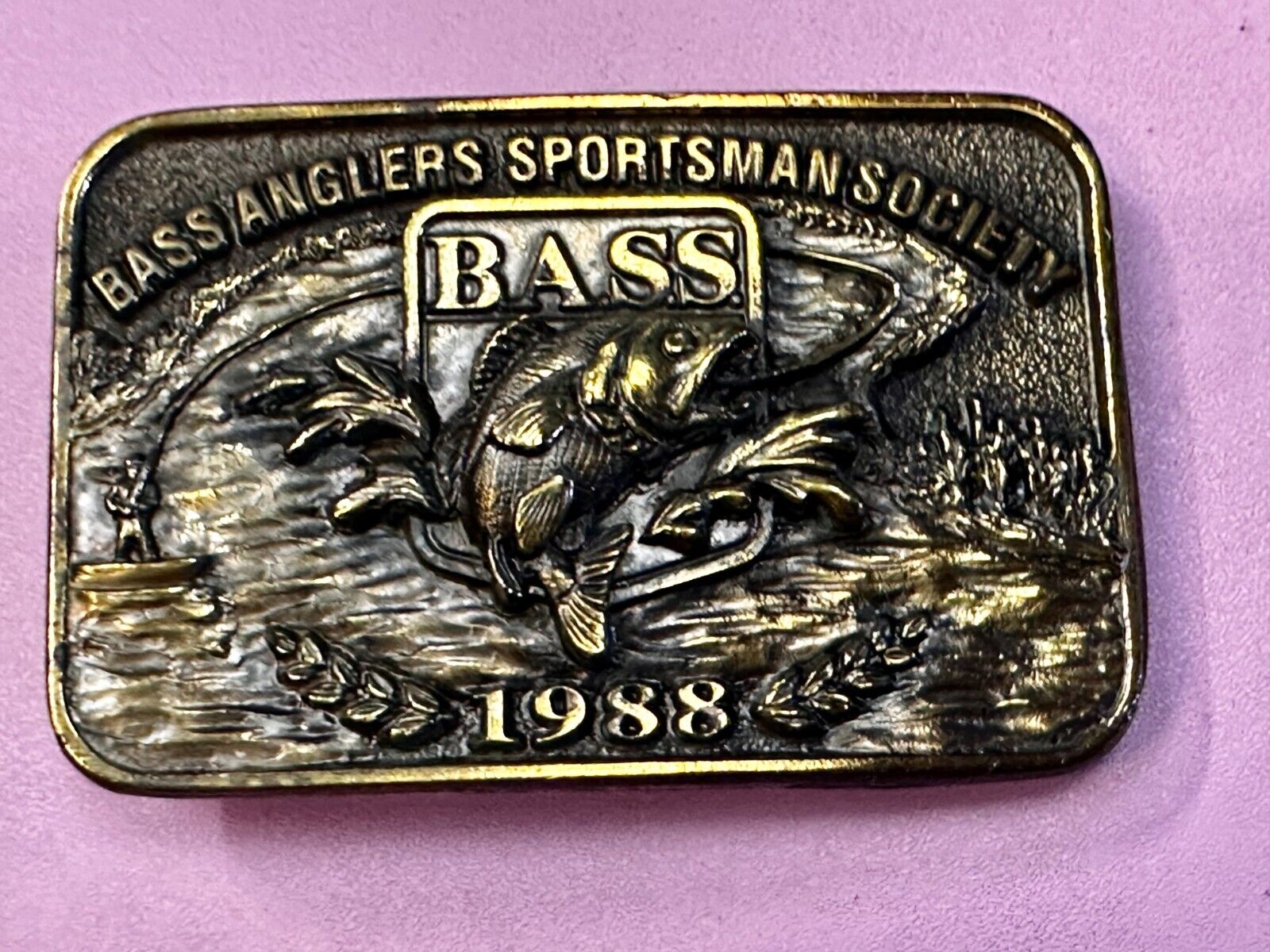 1988 Bass Anglers Sportsman Society Club Great American Belt Buckle