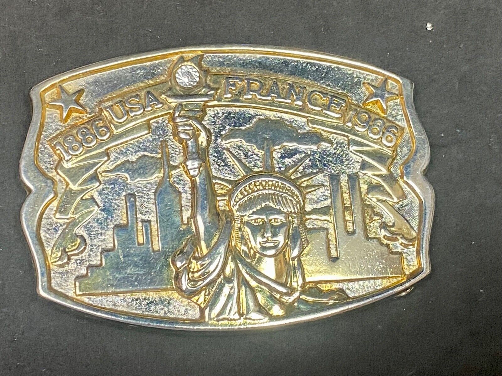 1886 USA FRANCE 1986 vintage Statue of Liberty belt buckle by Hammond Mint 