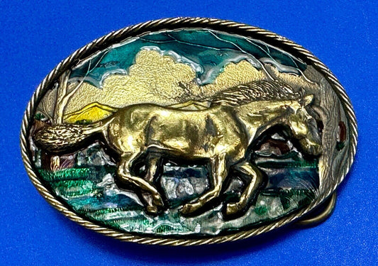 Vintage 1980 running mustang horse  - The Great American belt buckle Co