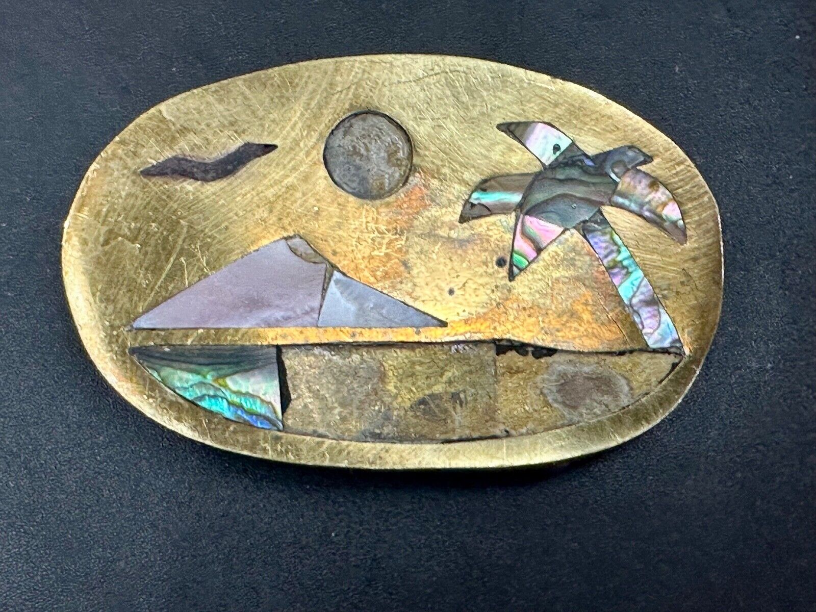 A Project belt buckle to repair - Missing inlaid inlay Abalone shell
