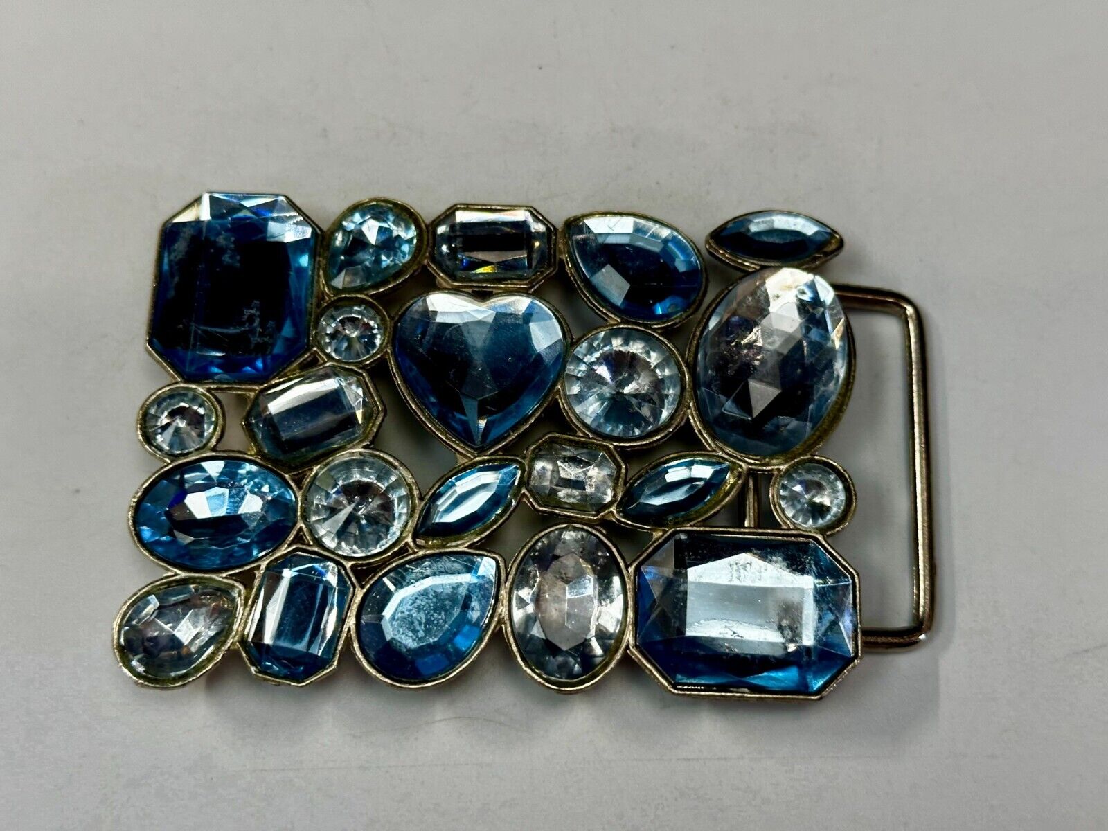 Unique Large Rhinestone's? Covering See Through Silver Tone Belt Buckle