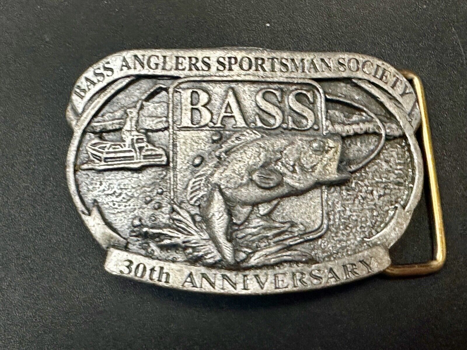 1997 BASS Bass Anglers Sportsman Society Fishing 30th anniversary belt buckle
