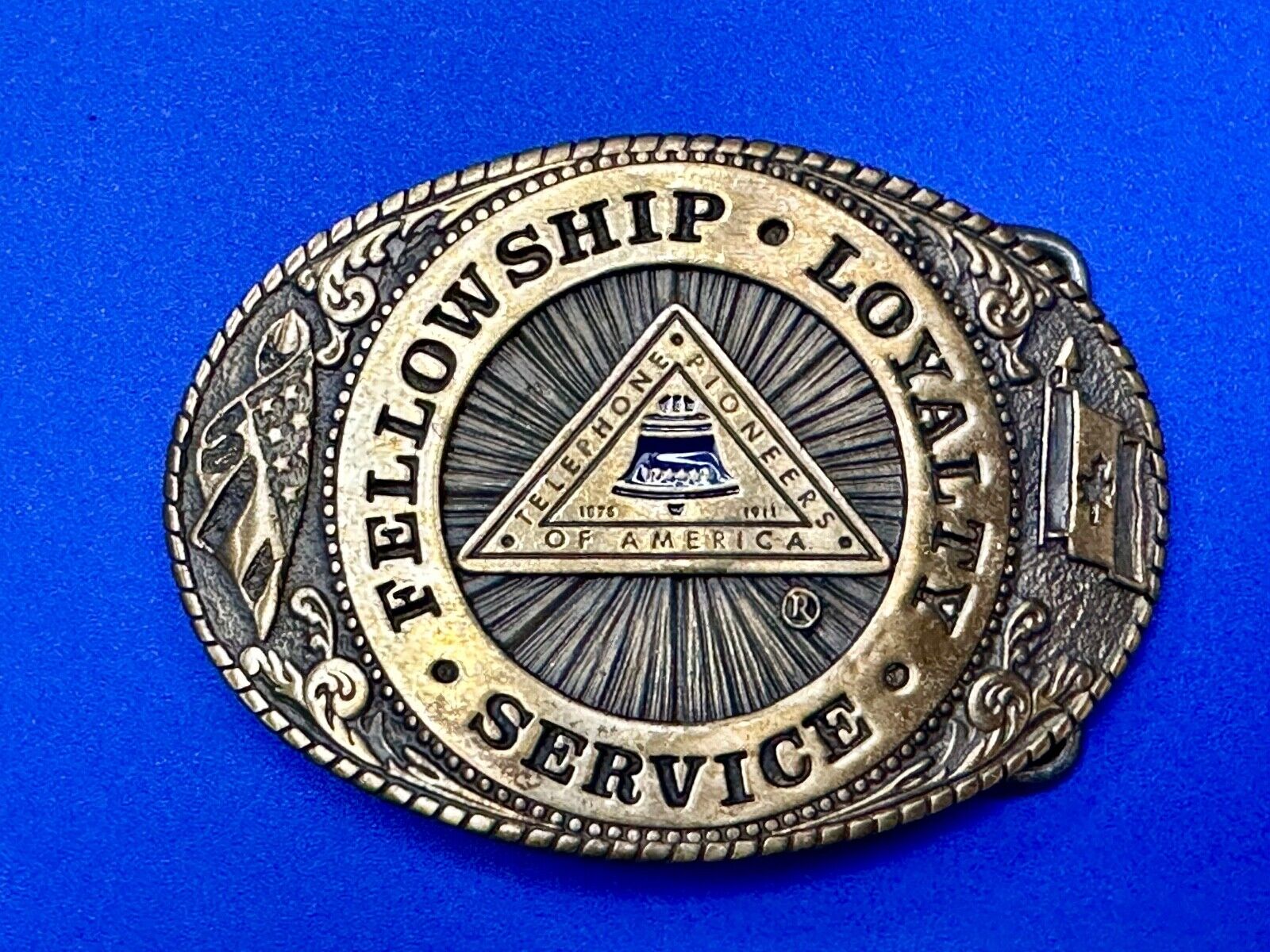 Telephone Pioneers of America TL&B Belt Buckle Fellowship Loyalty Service