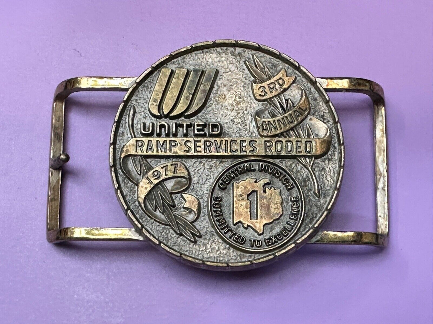 United Airlines Ramp Services Rodeo Central Division 3rd Annual 1977 Belt Buckle