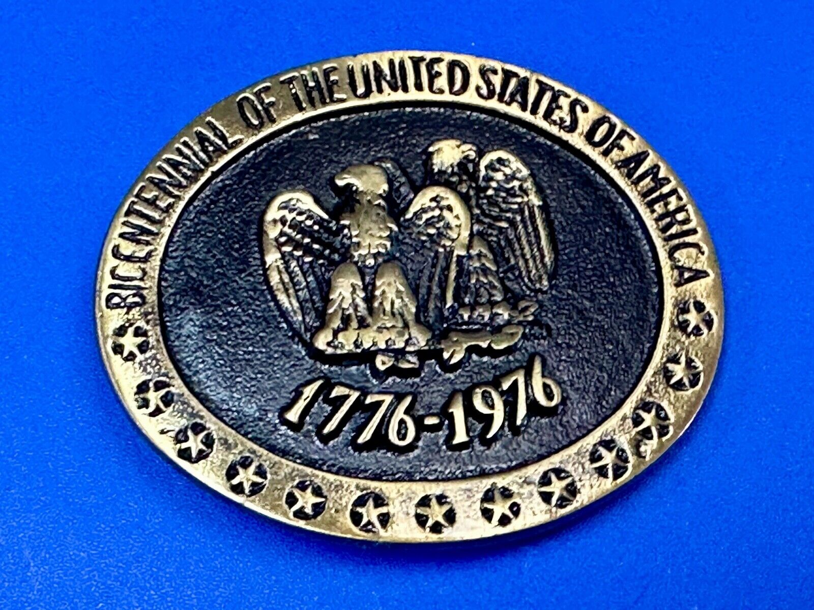 United States of American bicentennial Patriotic Eagle solid brass belt buckle