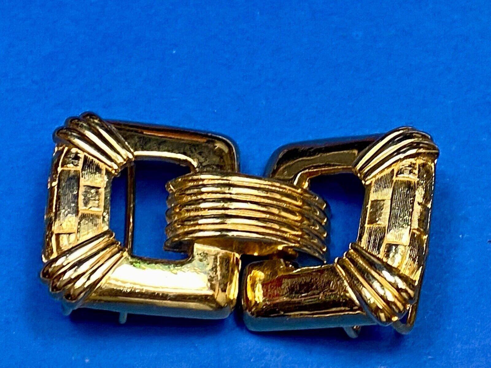 Vintage Gay Boyer Signed Piece Interlocking Rectangular Belt Buckle