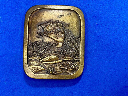 Vintage 1976  Freshwater Fishing- Jumping Bass On Hook Belt Buckle  Perfect Gift