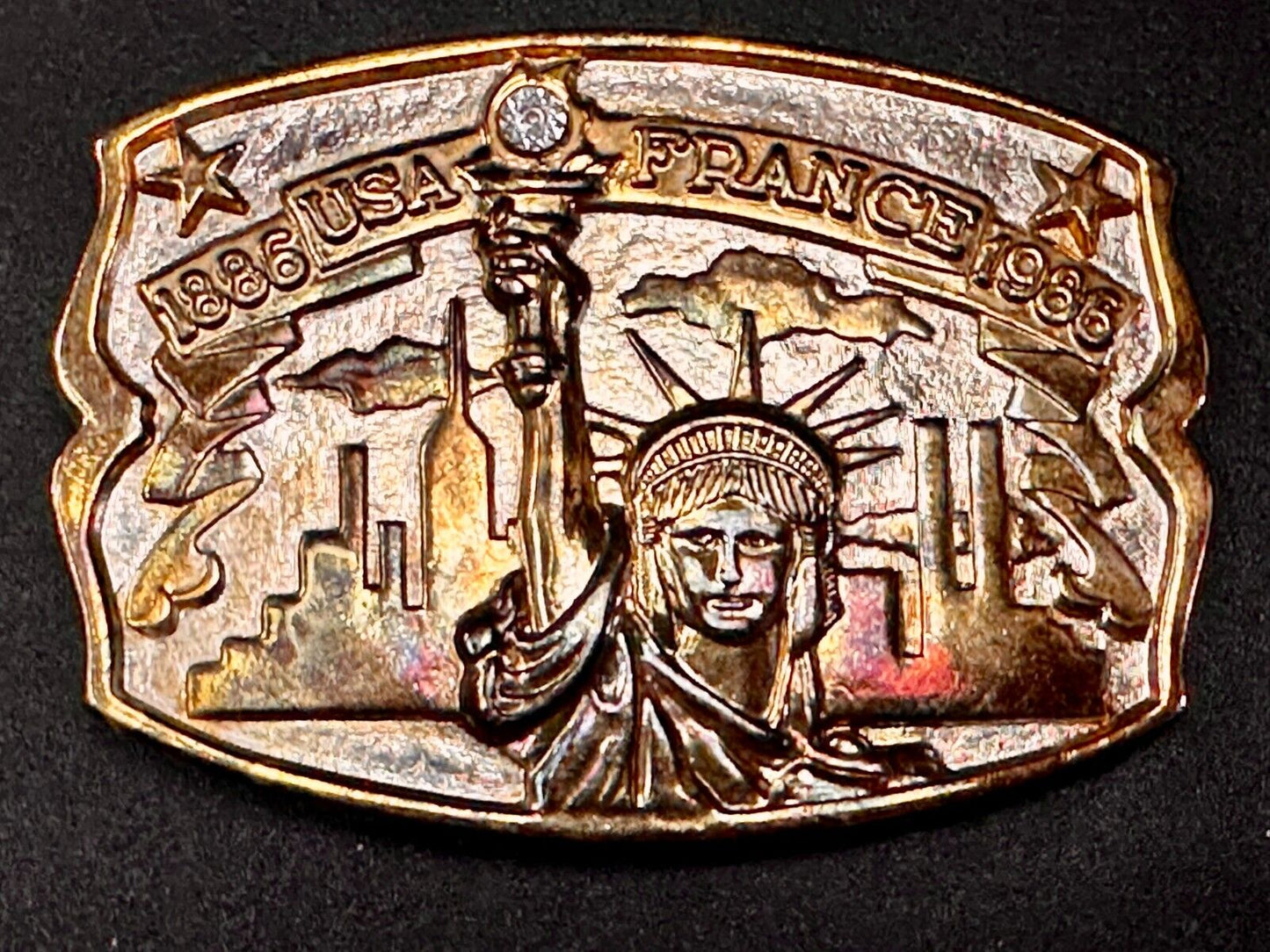 1886-1986 USA FRANCE Statue of Liberty belt buckle - Hammond Mint Commemorative