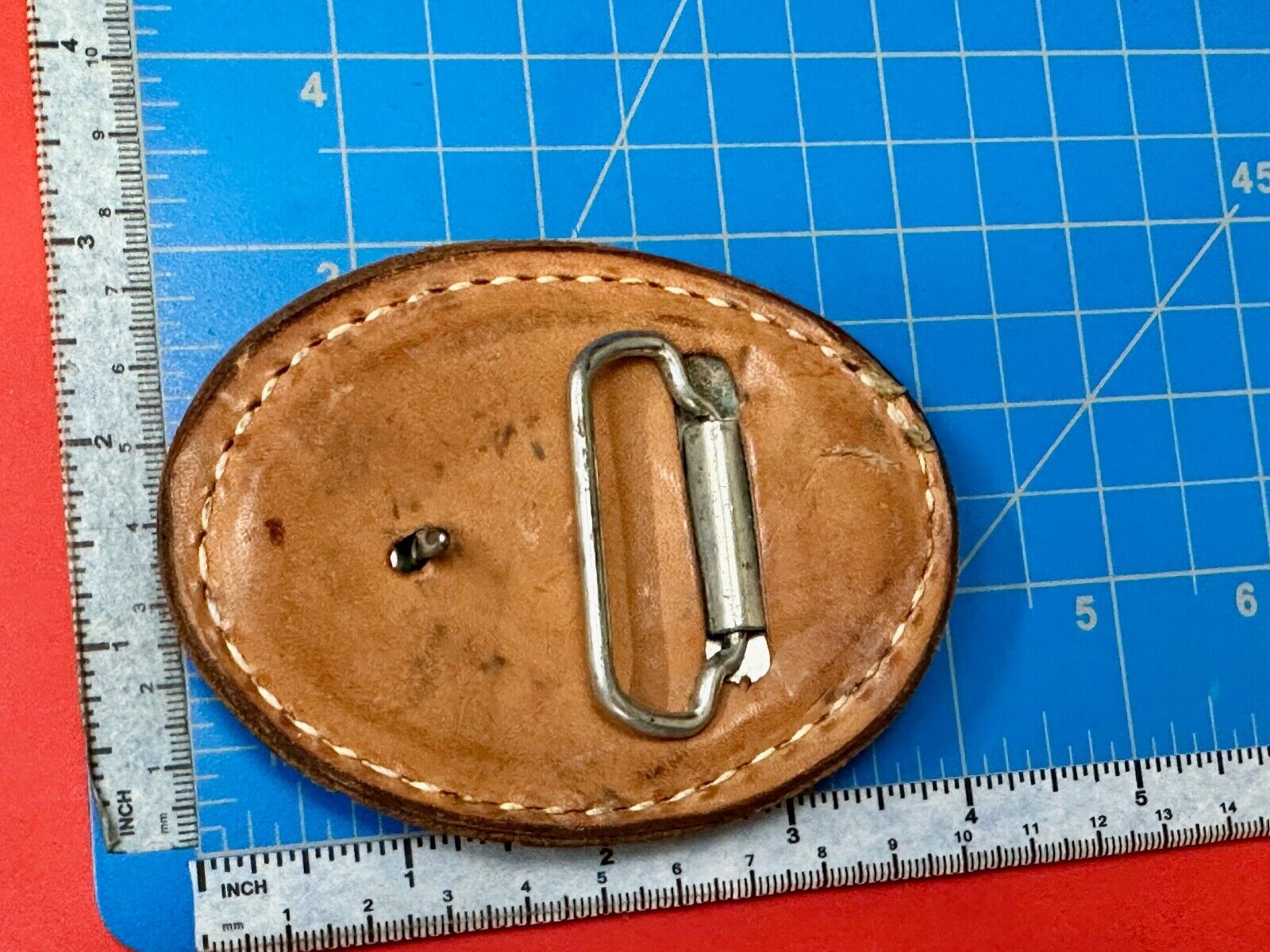 Unique leaf pattern in leather belt buckle made of Abalone shell
