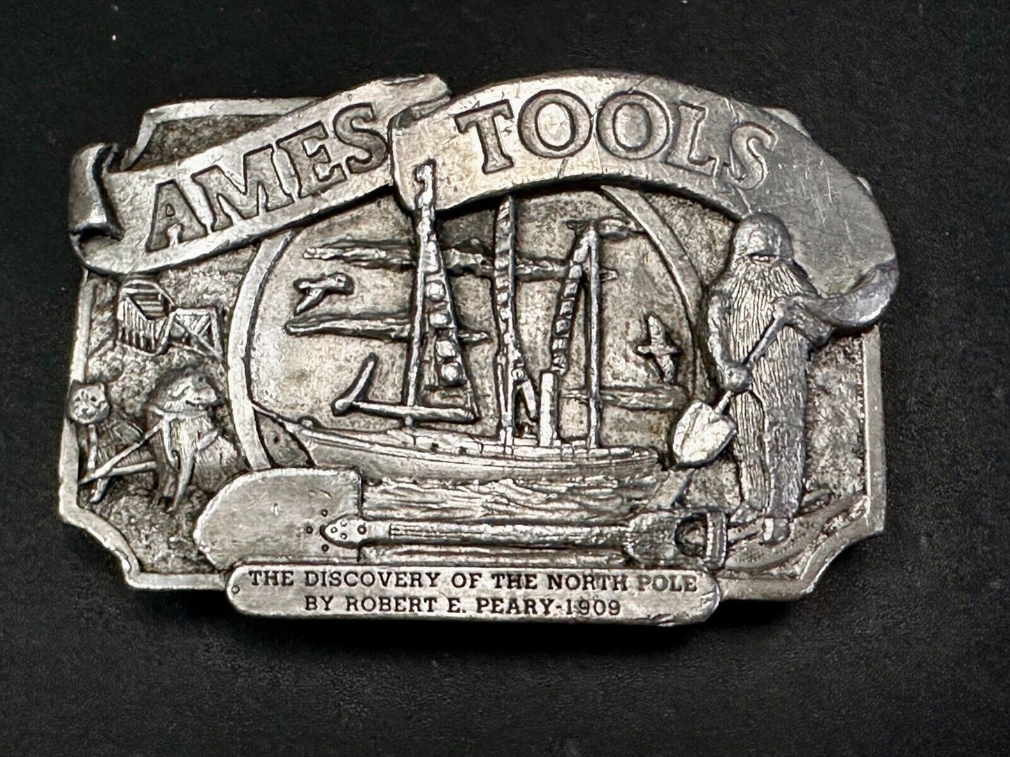 AMES TOOLS The Discovery of the North Pole by Robert E. Peary 1983 Belt Buckle