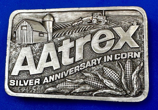 AAtrex Silver Anniversary in Corn Farming Seed Sales Vintage Belt Buckle